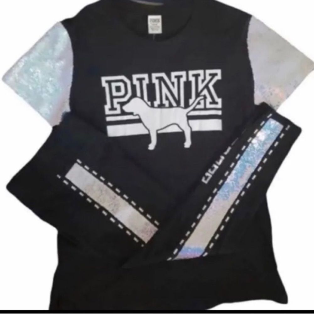PINK VS MERMAID BLING TOP / YOGA LEGGINGS OUTFIT SET XL - Picture 3 of 11
